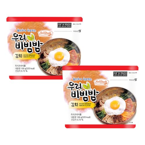 Easybab Korean Ready to Eat Bibimbap, Kimchi (2 PACK)