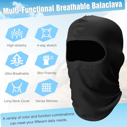 Fivali 6 Pack Multicolor Dark Balaclava Ski Masks - Windproof Breathable Full Head Cover