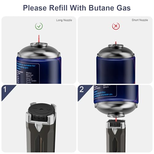 TONYFUL Butane Lighter Long Neck Torch Lighter, Jet Flame Windproof Lighter with Visual Fuel Window, Refillable Lighters for Candle, Camping, Fireplace, BBQ(Fuel Not Included)