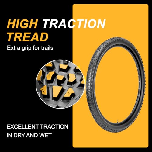 29×2.1 Inch Folding Mountain Bike Tire Set 2 Pack - Durable Off-Road Tires