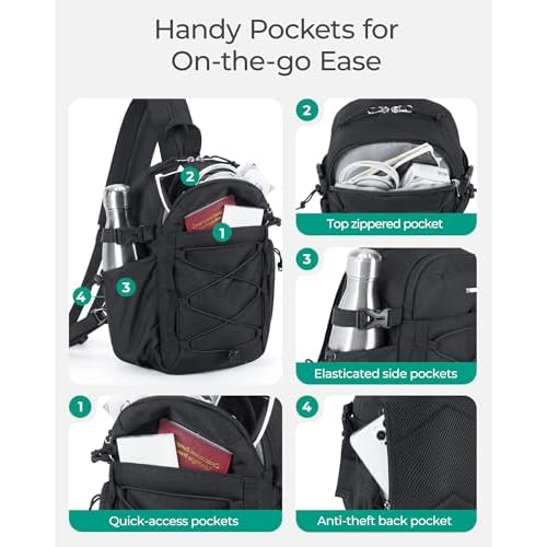 BAGSMART Small Crossbody Sling Bag, Crossbody Daypack, Chest Shoulder Bag Hiking Small Backpack for Casual Travel Sport