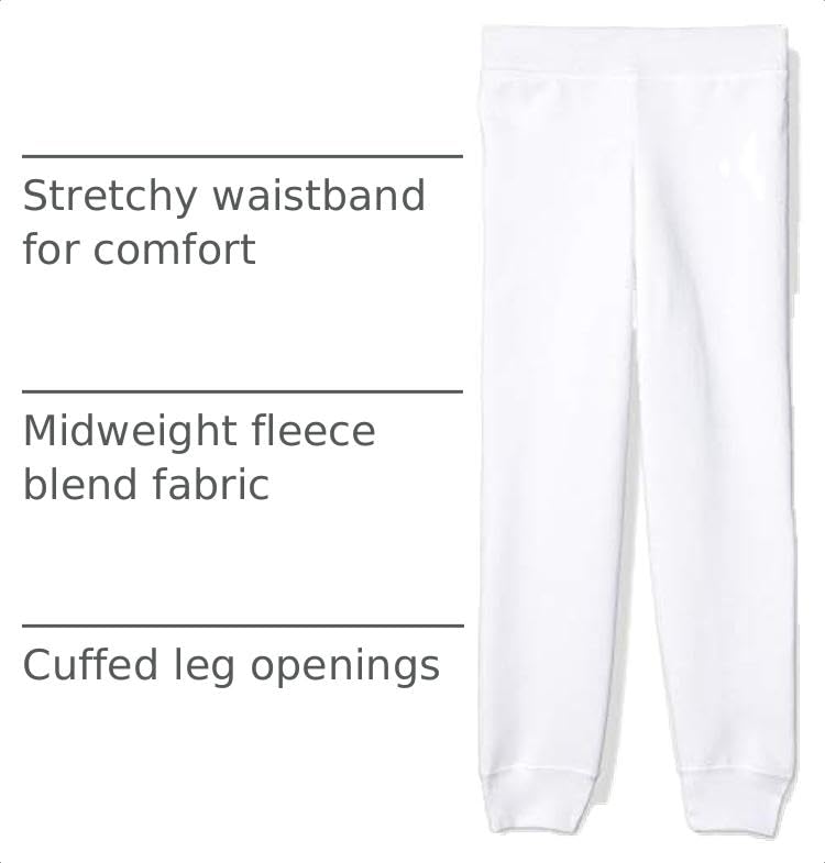 Kids Jogger Pants Large White ComfortSoft EcoSmart Fleece