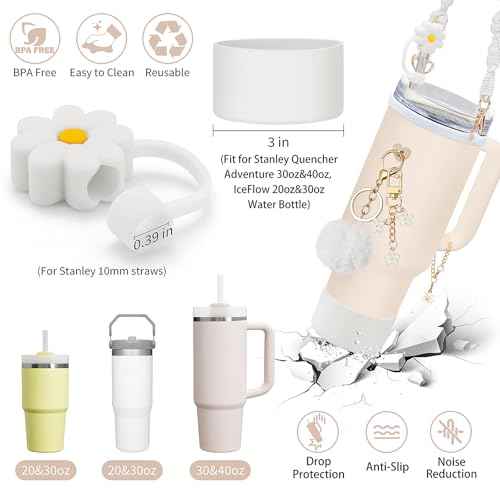 Stanley Cup Accessories With Handle Strap - Including Straw Topper, Boot, Keychain Charms for Stanley 30oz 40oz Tumbler
