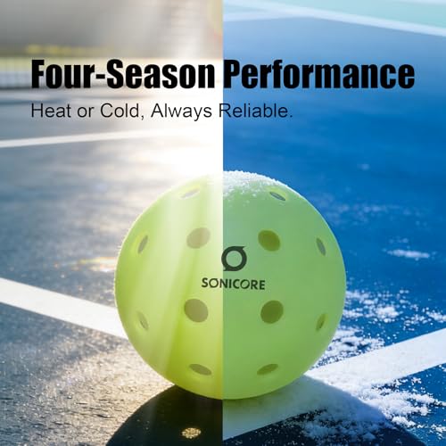 Sonicore Outdoor Pickleball Balls 4 Pack - Durable 40 Holes Sealed Design