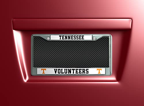 NCAA Tennessee Volunteers 12x6 Chrome License Plate Frame with Logo Inserts - Car Accessory