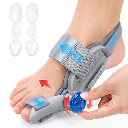 Bunion Corrector for Women & Men ? Single Toe Straightener with Adjustable Alignment Knob & Silicone Pad, Day & Night Use, Fits Left or Right Foot
