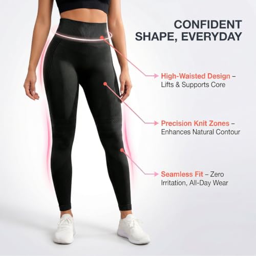 Small Black 3D Metabolic Booster Leggings for Women High Waist Anti Cellulite Workout Pants