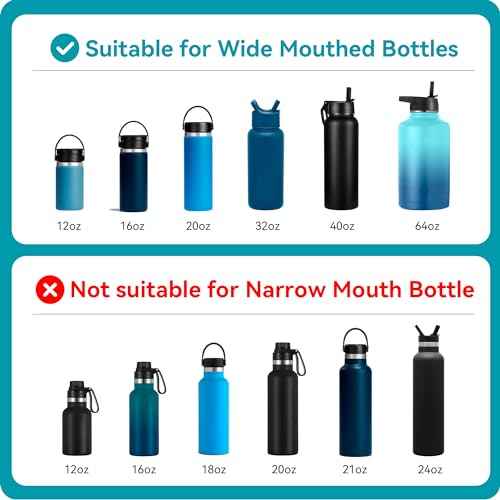 Replacement Straw Lid for Hydro Flask Wide Mouth Water Bottle - Compatible with 12 16 18 20 32 40 64 oz, Flip Top Cap with Flexible Handle, Sport Accessories for HydroFlask Wide Mouth