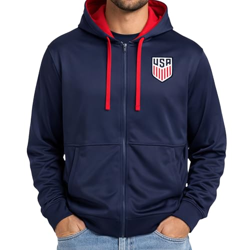 US Soccer USMNT Full Zip Hoodie - Unisex Adult Navy X-Large, Sideline Variation