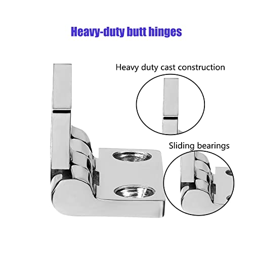 2 pcs Marine Grade Stainless Steel Boat Hinges - No Noise Heavy Duty 50mm x 50mm