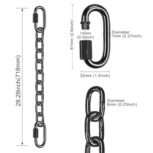 Heavy Duty Hanging Chains for Hammocks & Swings - 28 Inch Black with 4 Carabiners