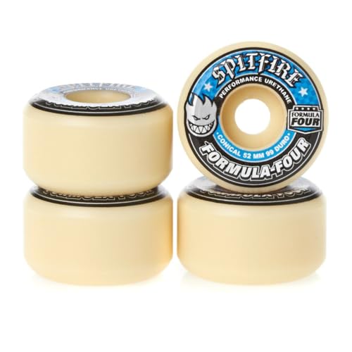 White Blue Conical Skateboard Wheels 52mm 99a - Set of 4