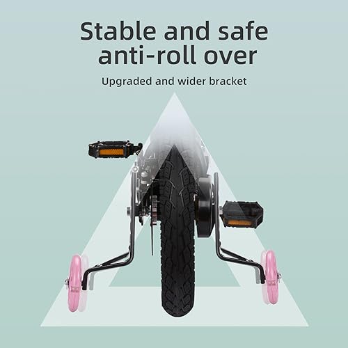 Training Wheels for Bike,Compatible for Bikes of 12/14/16/18/20 Inch,Flash Mute Wheel,1 Pair,PINK