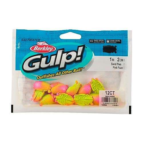 Berkley Gulp! Saltwater Surf Bytes Sand Crabs Fishing Baits, Pink Fuze, 1in, Ideal for Surf Fishing, Infused with Scent, Great for Redfish, Pompano, Flounder and More, Small