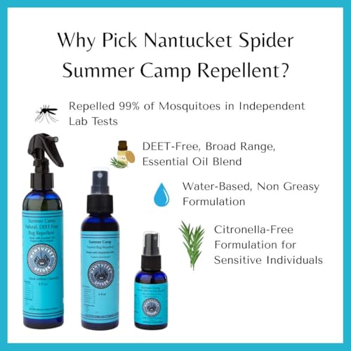 Summer Camp Insect Repellent Spray 3-Pack - DEET & Citronella-Free, Essential Oil Bug Spray for Kids & Family, 2 oz Each