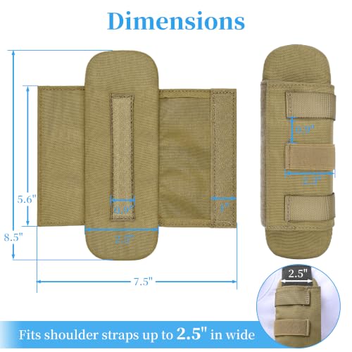 Shoulder Strap Pad for Backpack & Sling Bags - Khaki 2 Pack