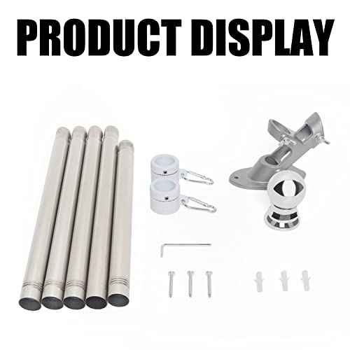 NELXINJO 6FT Flag Pole with Bracket,Professional Stainless Steel No Tangle Spinning Pole and Flag Pole Kit with Bracket for Residential or Commercial