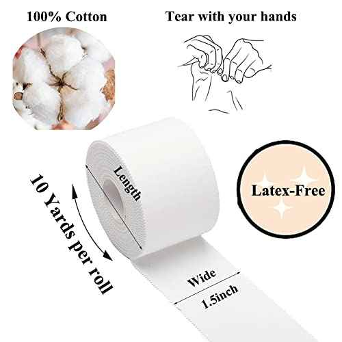 Athletic Tape,5 Pack White Sports Tape,Very Strong No Sticky Residue Wrist Ankle Tape for Gymnastics Boxing Lacrosse Climbing Hockey Bat