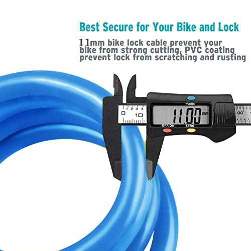 Bike Lock Cable, Bicycle Cable Lock with 4 Digit Combination & Large Lock Head, Resettable Kids Bike Cable Lock, 2 Ft x ?0.45 in, Lock for Bike, Scooter, Skateboard, Motorcycle, E Bike (Bule)