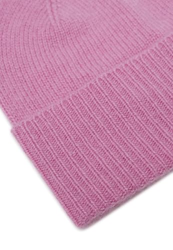 Women’s Cashmere Ribbed Beanie Hat - Soft & Stretchy, One Size, Candy Pink