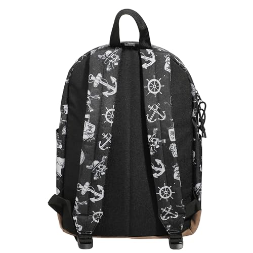 One Piece Live Action Backpack with Straw Hat Pirates Logo, 16.5-Inch Black Laptop Bag