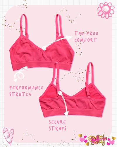 Sweet & Sassy Girls Seamless Cami Bralette Training Bras 9 Pack - Small Brights