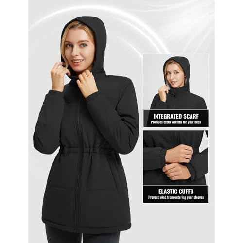 baleaf Women's Winter Coat Long Puffer Jacket Quilted Jackets with Hood Warm Running Insulated Hiking Snow