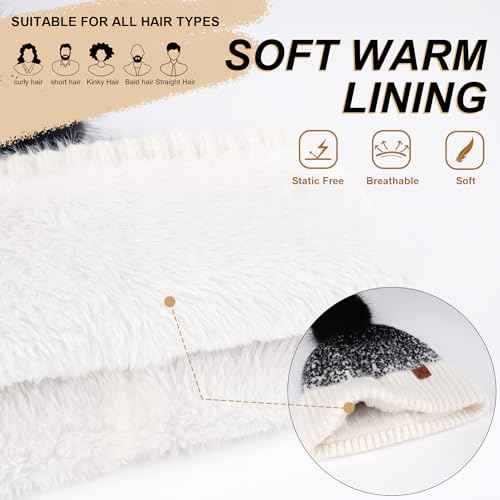 FZ FANTASTIC ZONE Womens Winter Hats Warm Knit Fleece Lined Cap Pompom Beanie Hats for Women Cold Weather