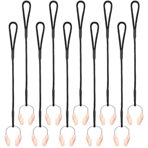 Hiboom 10 Pieces Silicone Swimming Nose Plugs with Strap Swimming Nose Clips Training Swimmer Protector with Steel for Adults Using