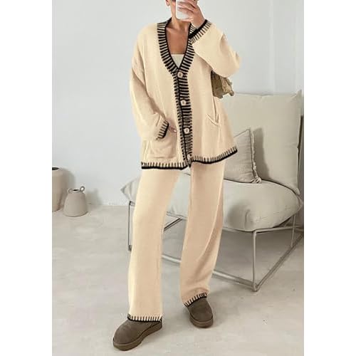 PRETTYGARDEN Lounge Sets for Women Fall 2025 Loungewear 2 Piece Outfits Cardigan Sweaters Track Suit Matching Winter Clothing