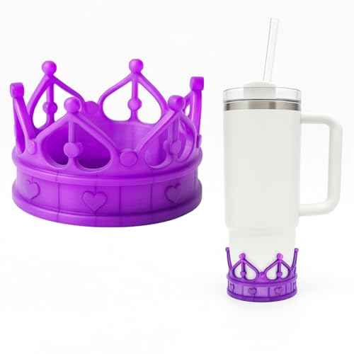 Regal Crown Protective Boot for Stanley Cup Accessories, Sturdy TPU Bottom Sleeve Cover for Stanley Quencher H2.0 40oz & 30oz, Fits Hydro Flask, Simple Modern with 2.9" Base - Purple