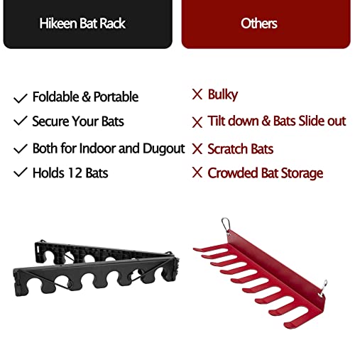 Foldable Baseball Bat Rack Organizer for 12 Bats Dugout Storage