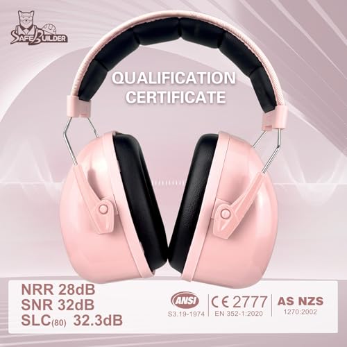 Pink Ear Protection Ear Muffs Noise Reduction NRR 28dB Adjustable Hearing Safety - Girl Variation 01