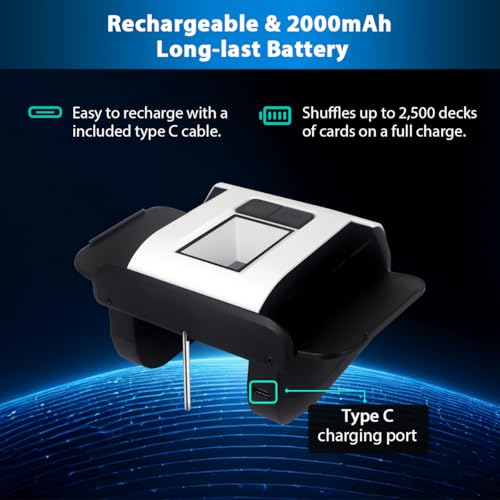 Automatic Card Shuffler with 2000mAh Rechargeable Battery - 1 or 2 Decks - Sfb-s1