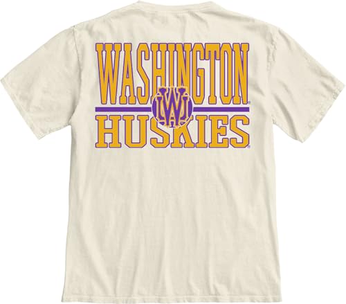 Washington Huskies Unisex NCAA Officially Licensed T-Shirt Ivory Small
