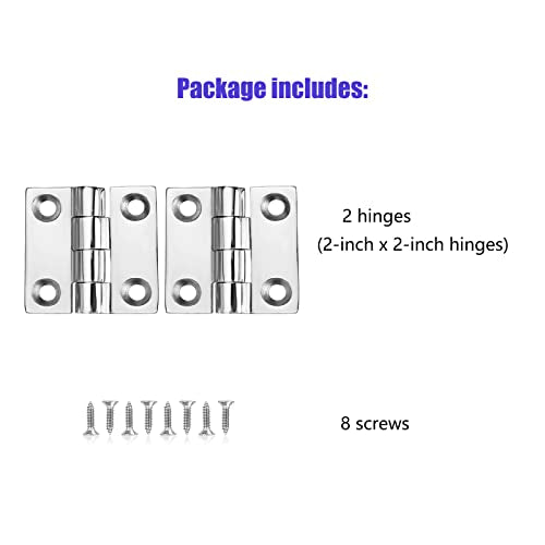 2 pcs Marine Grade Stainless Steel Boat Hinges - No Noise Heavy Duty 50mm x 50mm