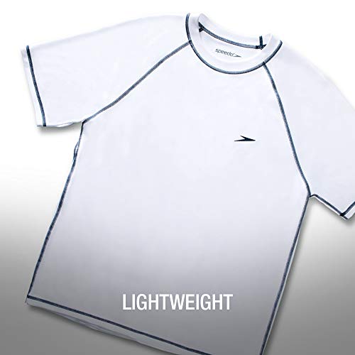 Men's UV Swim Shirt Short Sleeve Loose Fit Easy Tee - Large, Navy