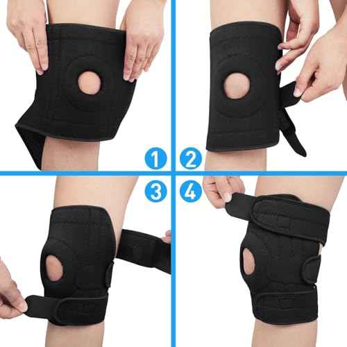 NADUSEP Knee Brace for Men Women, Adjustable Compression Sleeve Wrap Patellar Pad Tendon Knee Support Knee Strap for Running Sport