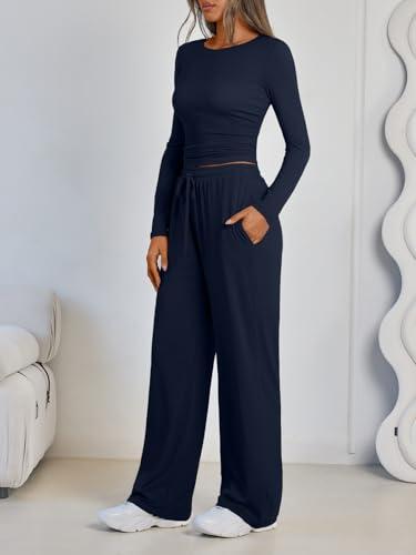 Women’s Lounge Sets 2026 Fall Fashion Sweat Suit X-Small Navy