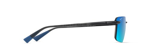 Maui Jim Laulima Rectangle Sunglasses, Shiny Trans Dark Grey/Blue Hawaii Polarized, Extra Large