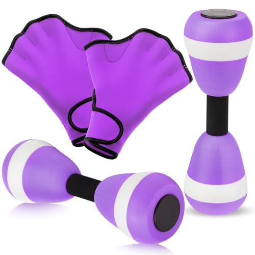 Water Aerobics Set with Foam Dumbbells and Neoprene Gloves for Pool Fitness