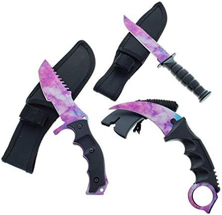 Falcon Knives CSGO Tactical Fixed Blade Set. 3 PCS Tactical Daggers. 2 Different Combo. for Collection, Gift, and Outdoors Camping Cut Ropes, Branches