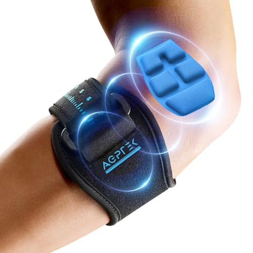 AGPTEK 3D Air Cushion Elbow Brace for Tendonitis and Tennis Elbow Pain Relief, Golfers Elbow Support Strap Counterforce Arm Band Epicondylitis Clasp with Compression Pad for Men & Women, 1 Pack