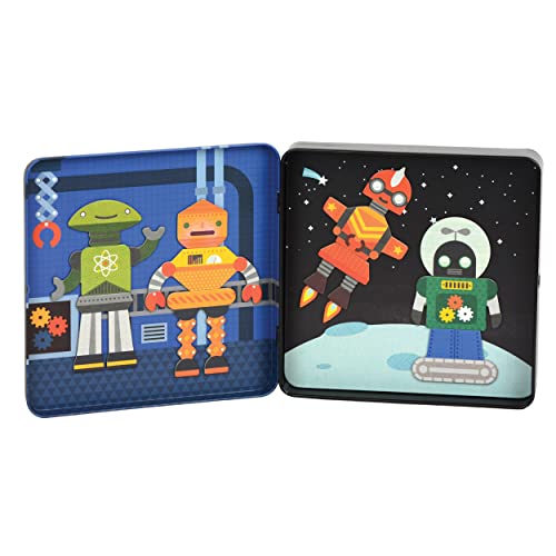 Petit Collage Magnetic Play Set Robot Remix - Mix & Match Magnetic Game Board for Kids 3+ - Includes 2 Scenes & 25+ Magnet Pieces (Variation: Mag Play Set Robot Remix)