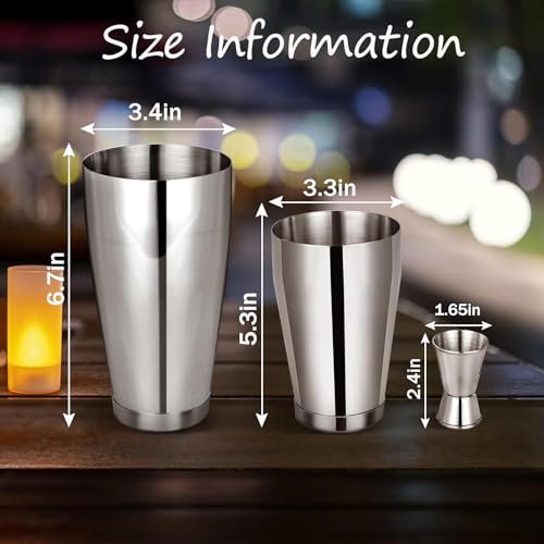 Mwellewm Cocktail Shaker Set Bartender Kit 12 Pcs Silver - Boston Drink Mixer