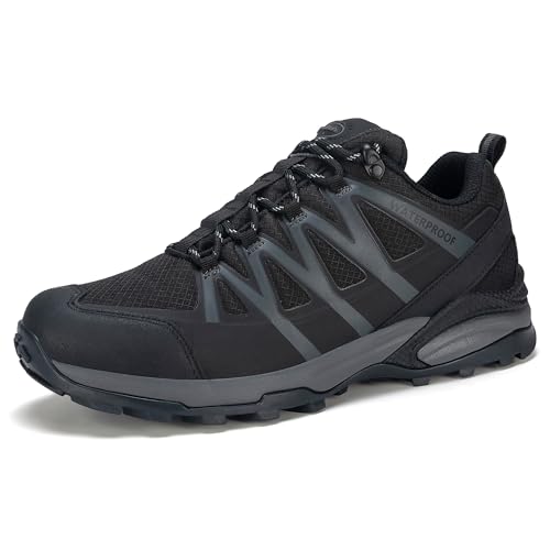 Men's Waterproof Hiking Shoes Black 12 - Lightweight TPU Non-Slip Outdoor Trekking
