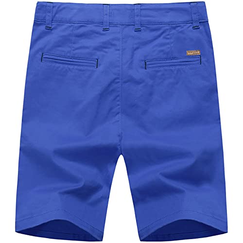 Boys Chino Shorts with Adjustable Waist - Flat Front, 11-12 Years, Blue