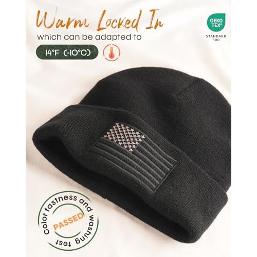 FURTALK American Flag Embroidered Beanie for Men Women Winter Hat Knitted Unisex Skull Cap