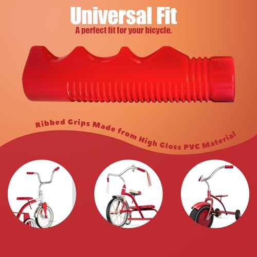 Handlebar Grips Replacement for Radio Flyer Tricycle,3/4 Inch Non-Slip Bike Handlebar Grips for Child,Red Replacement Push Handle Grips,Durable & Comfortable Bicycle Handlebars (1 Pair)