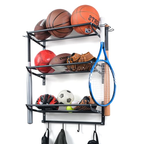XCSOURCE Black 3-Tier Wall Mount Sports Equipment Organizer